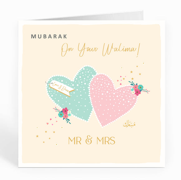 Mubarak On your Walima!  Mr & Mrs - 2 Lovehearts - FM 12