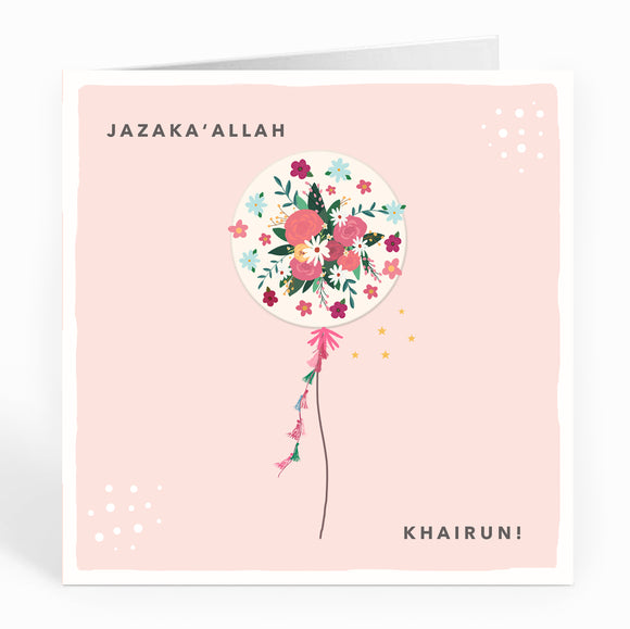 Jazaka' Allah Khairun! Floral Balloon on Pink - FM 13