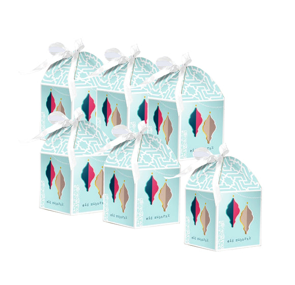 Eid Mubarak Favour Gift Boxes - Aqua - Pack of 6 - FB 03