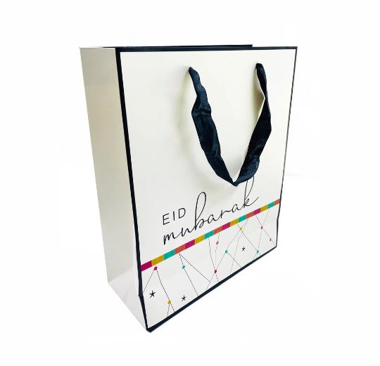 Luxury Large Cream and Black Eid Mubarak Gift Bag For Gift Wrap - GB 02