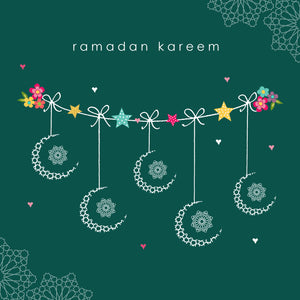 HE 09 - Ramadan Kareem - Hello Eid - Green Crescent Bunting - Islamic Moments