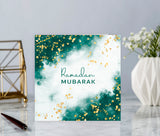 Ramadan Mubarak Card in Emerald Green and Gold - RM 01