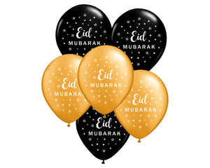 Eid Mubarak Balloons in Black and Gold - BA 10