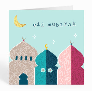 Eid Mubarak - Blue Dome Range - 3 Mosques - Pale Blue - DM 06
