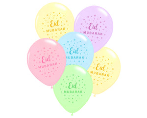 Eid Mubarak Balloons in Assorted Pastel Shades - BA 11