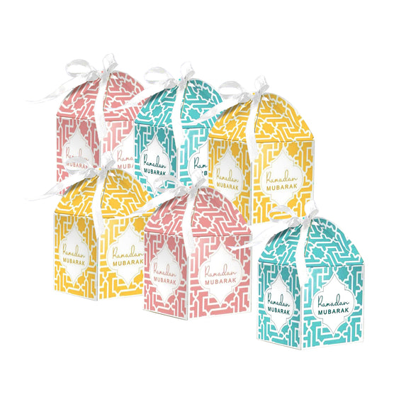Ramadan Mubarak Favour Gift Boxes - Pastels - Pack of 6 - FB 04