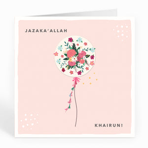 Jazaka' Allah Khairun! Floral Balloon on Pink - FM 13