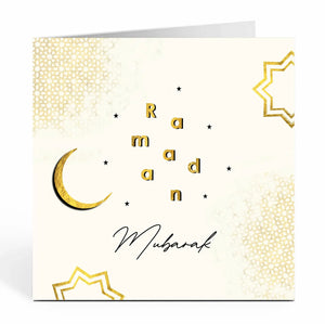 Ramadan Mubarak card - Cream and Gold - ML 02