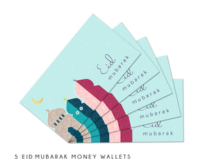 Money Wallets - Eid Mubarak Pack of 5 - 3 Mosques - MW BD02