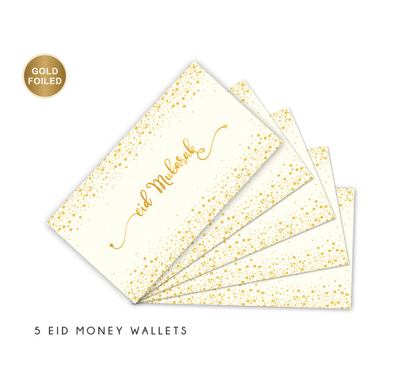 Money Wallets - Eid Mubarak Pack of 5 - Cream with Gold foiling - MW GF02