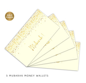 Money Wallets - Mubarak - Pack of 5 - Ivory with Gold foiling - MW GF07