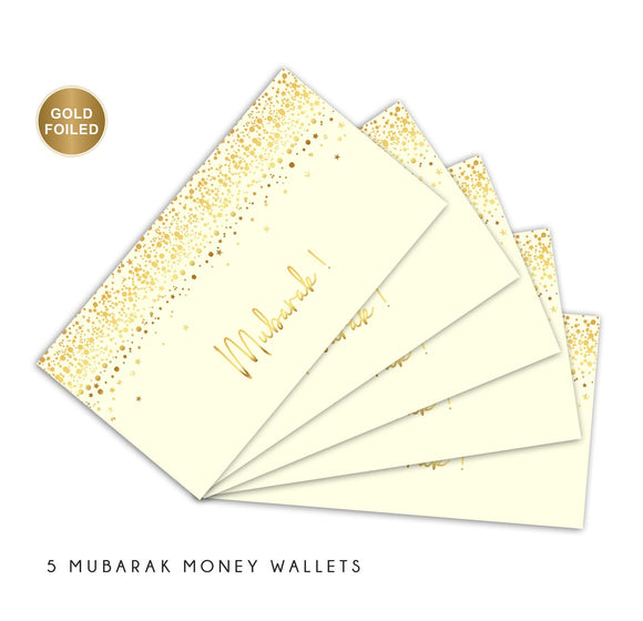 Money Wallets - Mubarak - Pack of 5 - Ivory with Gold foiling - MW GF07