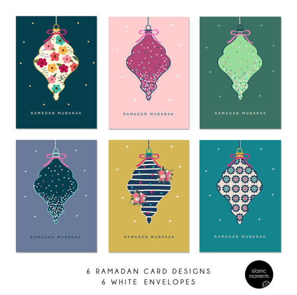 Multipack of 6 Ramadan Mubarak Cards - 6 Designs - MP FS