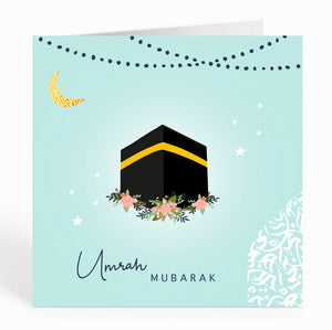 Umrah Mubarak card in Aqua - UM 04
