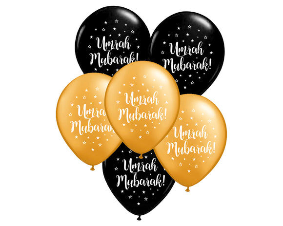 Umrah Mubarak Balloons Black and Gold - BA 13