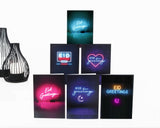 Multipack 6 Eid Mubarak Cards - Neon Lights - MP NL