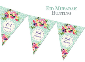 FEB 07 - Eid Mubarak Bunting - Green - Islamic Moments