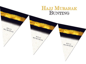 FHB 03 - Hajj Mubarak Bunting - Black & Gold - Islamic Moments