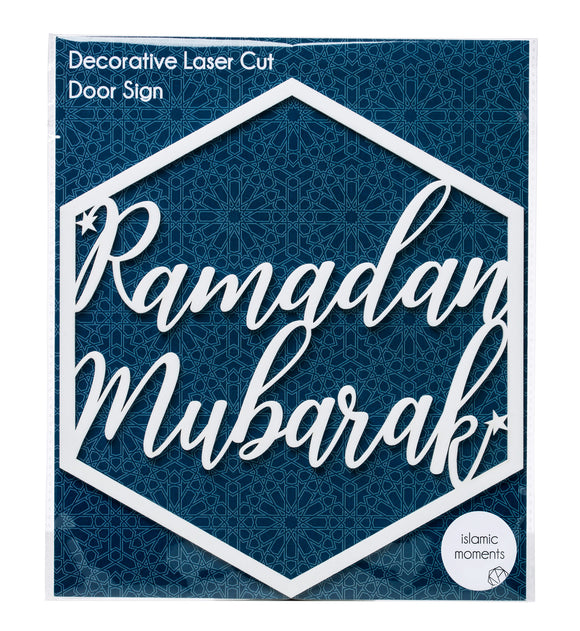 Ramadan Mubarak Laser Cut Hanging Door Sign - LCA 02