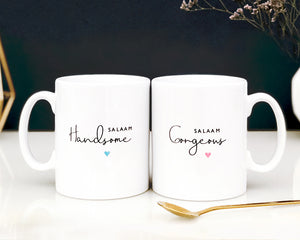 Ceramic Mug Set - Salaam Gorgeous & Salaam Handsome Stylized - MG 49