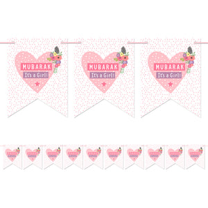 Mubarak It's A Girl Pennant Bunting - PEN 02