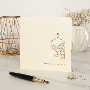 Ramadan Mubarak Gold Foiled Greeting Card in Cream - RC 22