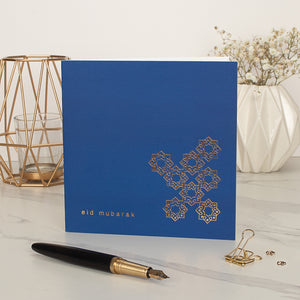 Eid Mubarak Gold Foiled Greeting Card in Cobalt Blue - RC 27