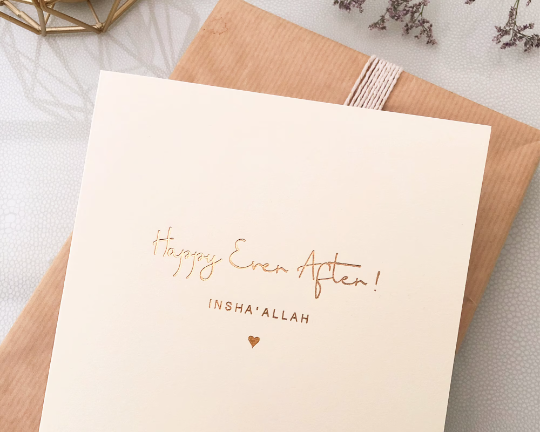 Luxury 'Happy Ever After Insha'Allah' Islamic Wedding Card in Gold Foil - RC 30