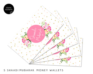 Multipack of 5 Shaadi Mubarak Money Wallets Wedding Gifts - MW SM